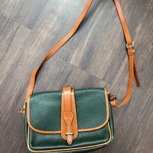 Dooney & Bourke Green and Tan Crossbody Bag Vintage
